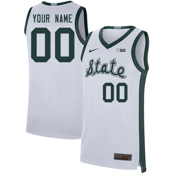 Custom Michigan State Spartans Name And Number College Basketball Jerseys Stitched-White